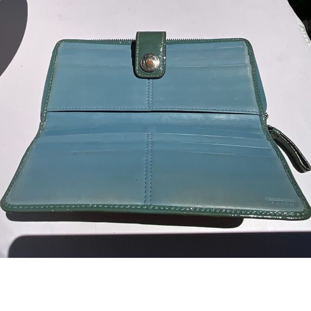 Coach Signature Patchwork Checkbook Wallet Clutch Khaki Multicolor 2004 - Picture 3 of 4